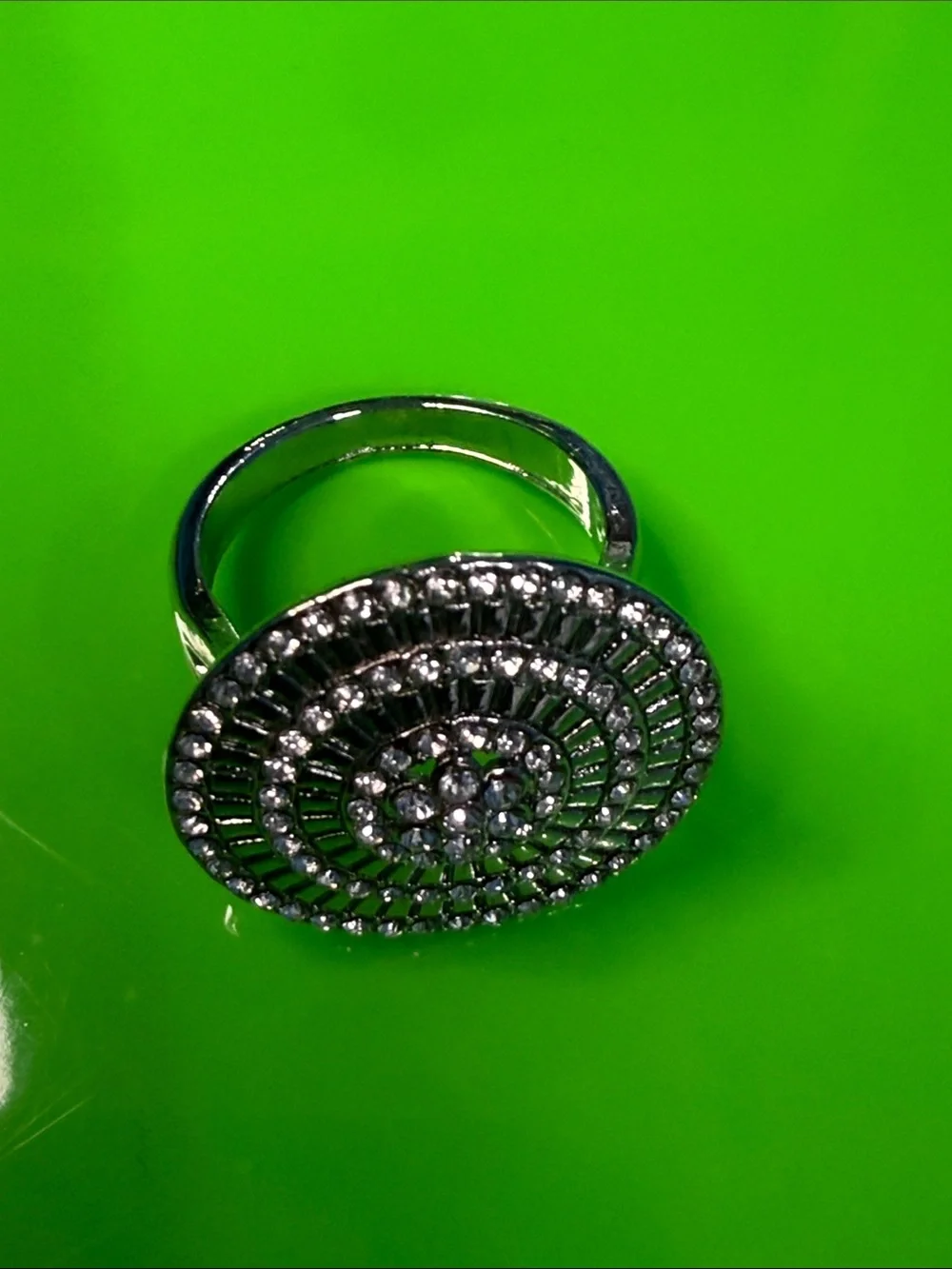 NWOT Silver-tone crystal geometric ring size 7 Women Jewelry